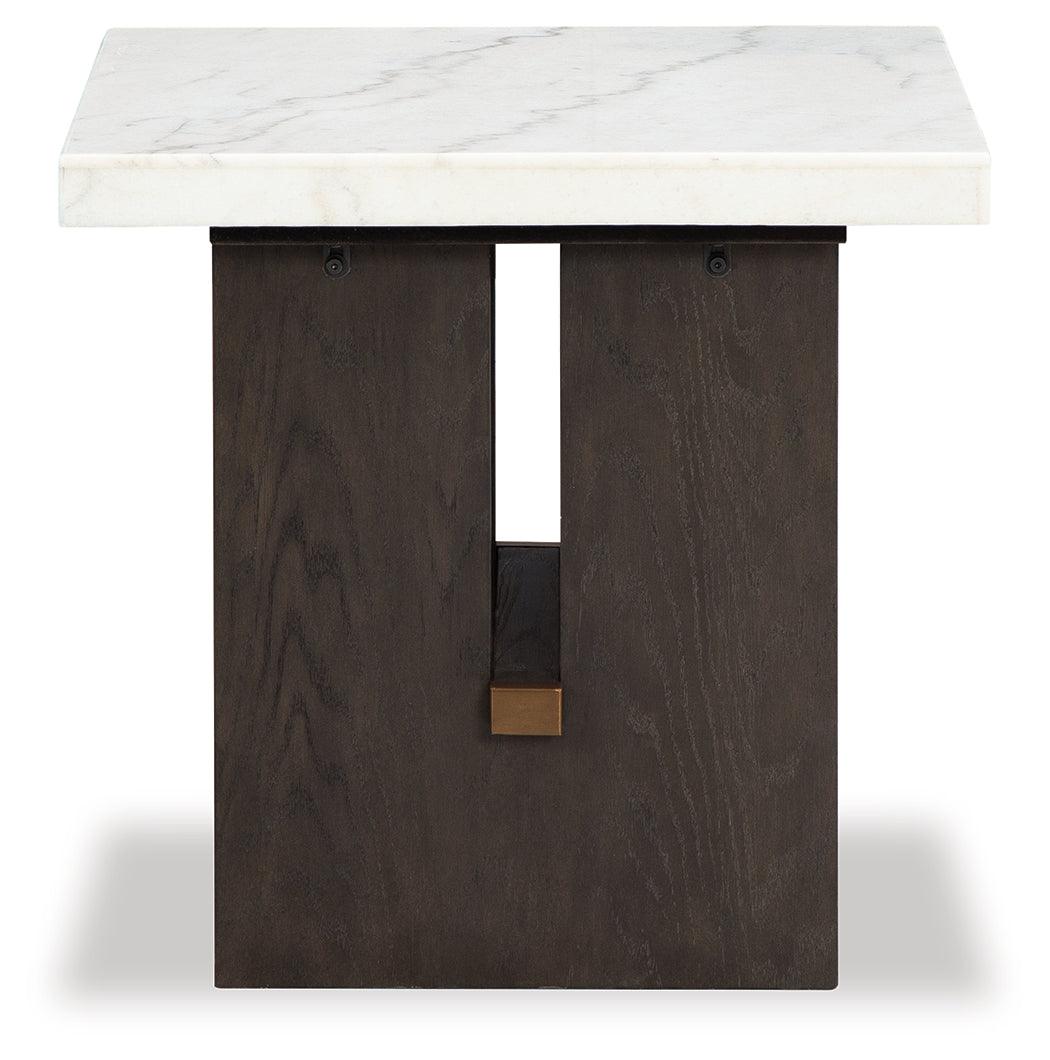 Top view showing natural marble texture of Burkhaus end table