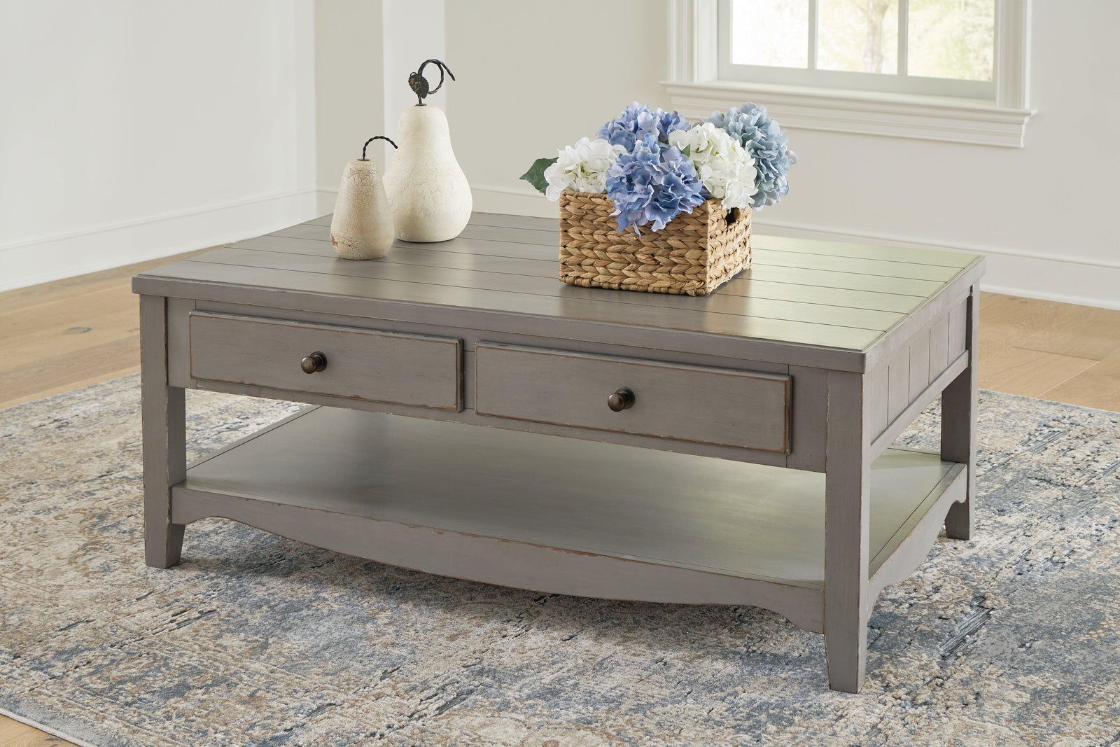 Charina Antique Gray Coffee Table - Ella Furniture