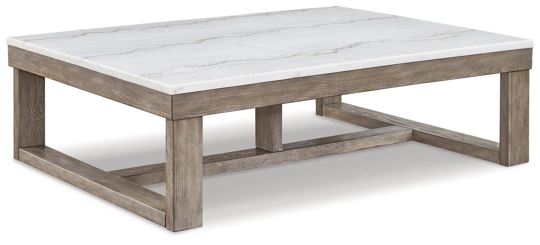 Loyaska Coffee Table front view with natural marble displaying unique veining
