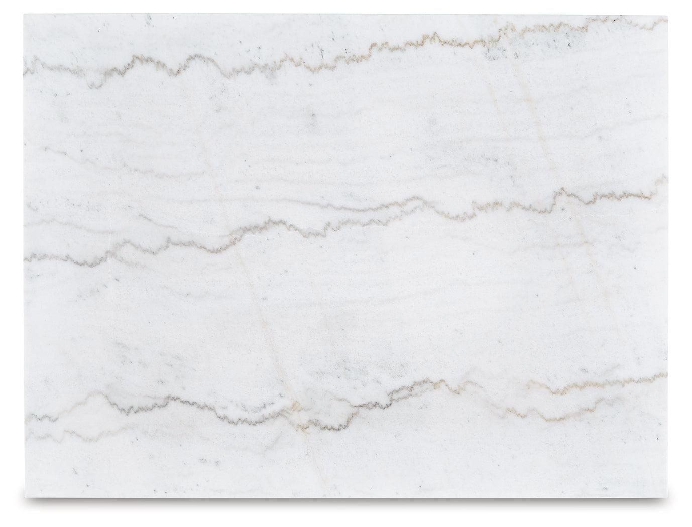 Close-up detail of natural marble top on Loyaska Coffee Table