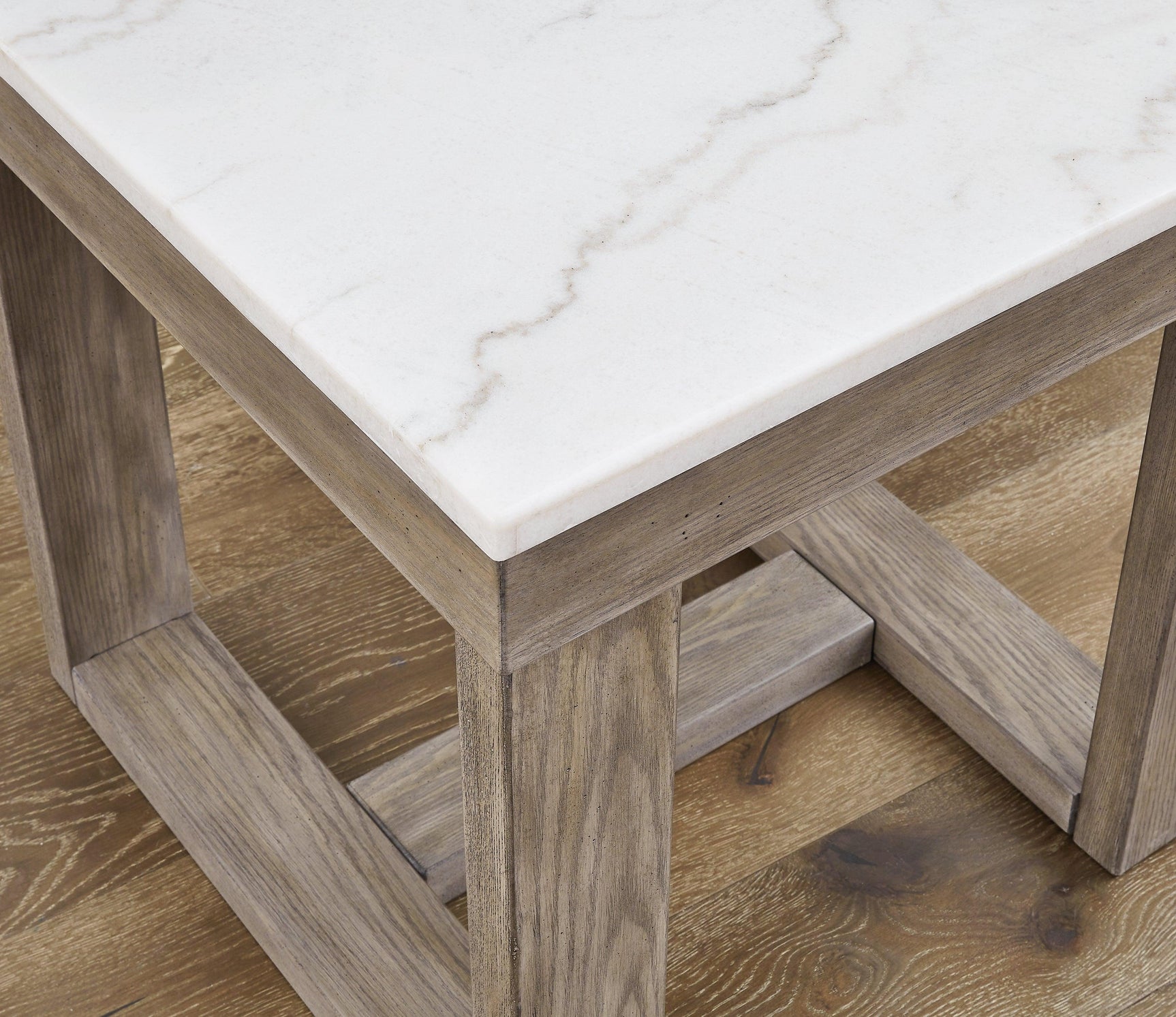 Detail of grayish brown wood grain and finish