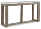 Loyaska sofa table head on view showing marble top