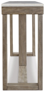 Top view of Loyaska sofa table showing marble surface