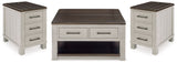 Darborn farmhouse style coffee table and two end tables set
