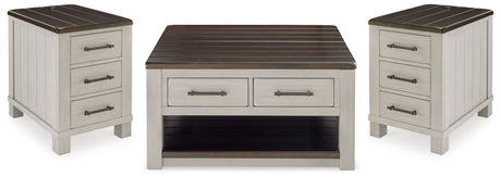 Darborn farmhouse style coffee table and two end tables set