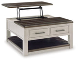 Lift-top open showing interior storage, Darborn coffee table