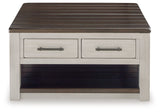 Angle view of Darborn coffee table closed