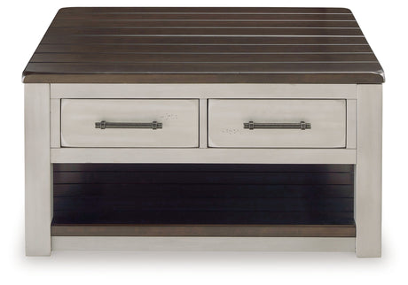 Angle view of Darborn coffee table closed