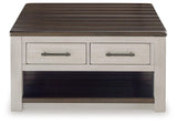 Darborn coffee table head-on view with two-tone finish
