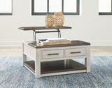 Open lift-top showing planked wood effect