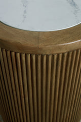 Close-up detail of reeded wood base on Camdill End Table