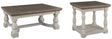 Close-up of wood texture and two-tone distressed finish on table