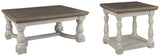 Close-up of wood texture and two-tone distressed finish on table