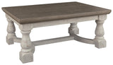 Close-up of Havalance coffee table textured weathered gray top