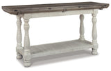 Havalance gray and white flip-top sofa console table side view closed