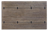 Detail of distressed two-tone finish on Havalance sofa console table