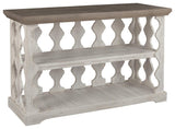 Side view of Havalance two-tone sofa console table
