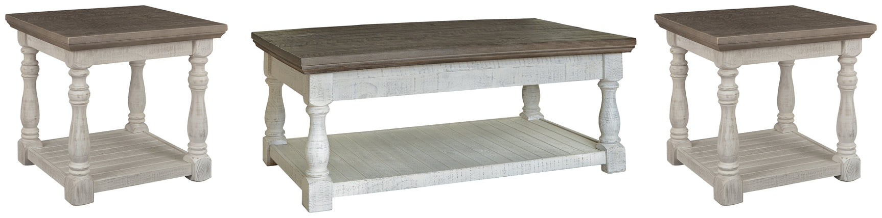 Havalance Gray and White Coffee Table with 2 End Tables