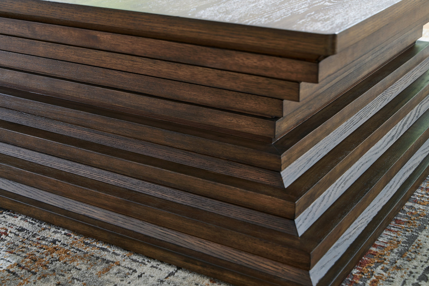 Detail of casters on Hannodream Coffee Table for easy mobility