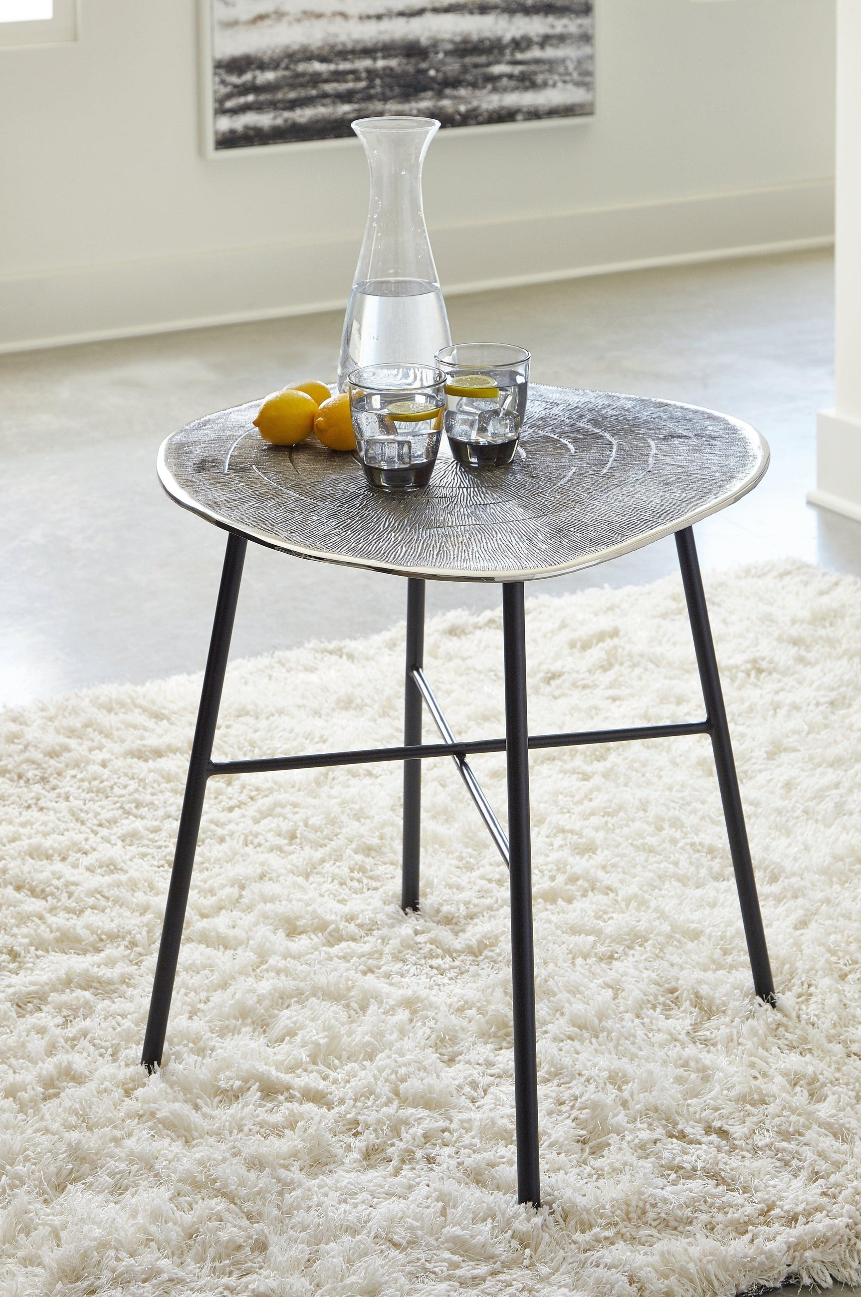 Laverford Chrome/black End Table - Ella Furniture