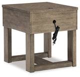 End table with visible white marble top