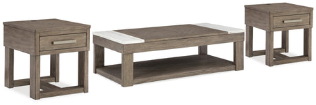 Loyaska coffee table side angle with marble accents
