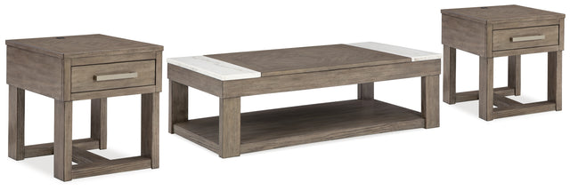 Loyaska coffee table side angle with marble accents