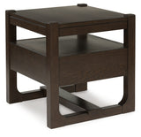 Breckington Dark Brown End Table front view with doors closed