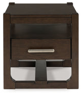 Breckington Dark Brown End Table front view with doors closed