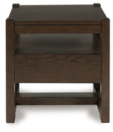 Breckington Dark Brown End Table front view with doors closed