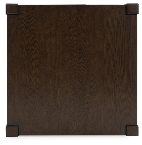 Breckington Dark Brown End Table front view with doors closed