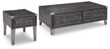 Todoe Dark Gray Coffee Table with 1 End Table