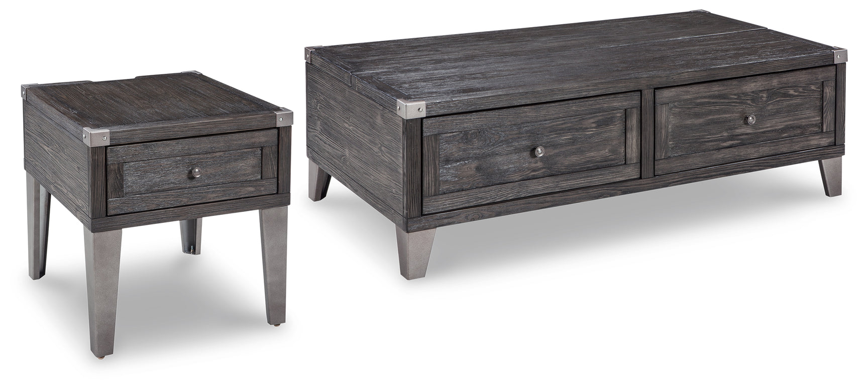 Todoe Dark Gray Coffee Table with 1 End Table