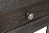 Close-up of Todoe table finish showing weather-washed wood texture