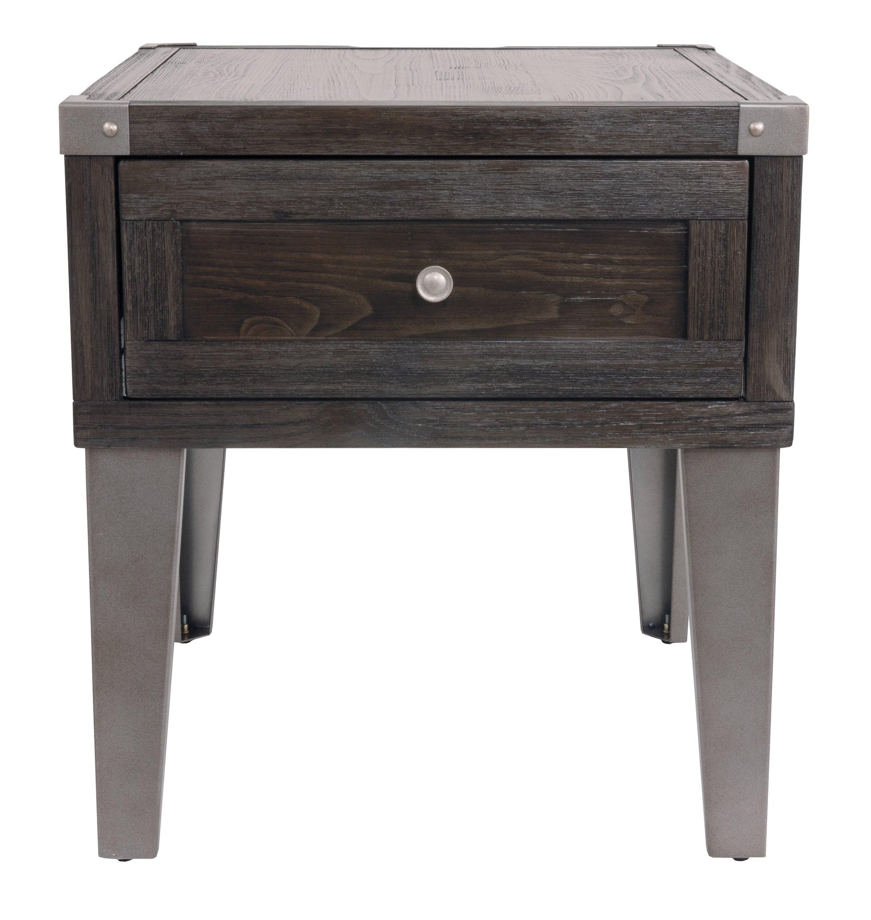 Front view of Todoe dark gray end table