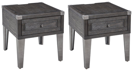 Todoe end table showing USB ports and power plug on back