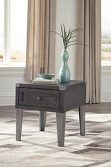Close-up of smooth-gliding drawer on Todoe end table