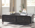 Todoe Dark Gray Coffee Table with Lift Top front view
