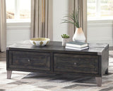 Todoe Dark Gray Coffee Table with Lift Top front view