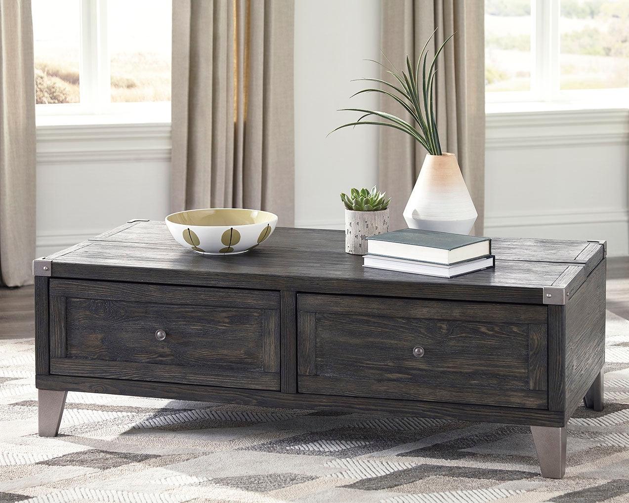 Todoe Dark Gray Coffee Table with Lift Top front view