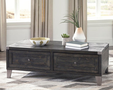 Todoe Dark Gray Coffee Table with Lift Top front view