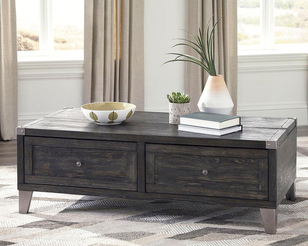 Todoe Dark Gray Coffee Table with Lift Top front view