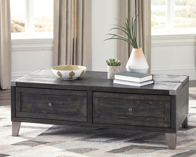 Todoe Dark Gray Coffee Table with Lift Top front view