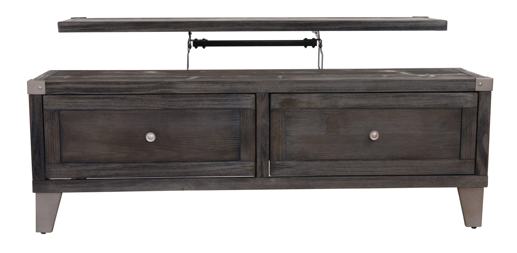 Todoe Coffee Table head-on view showing lift top extended