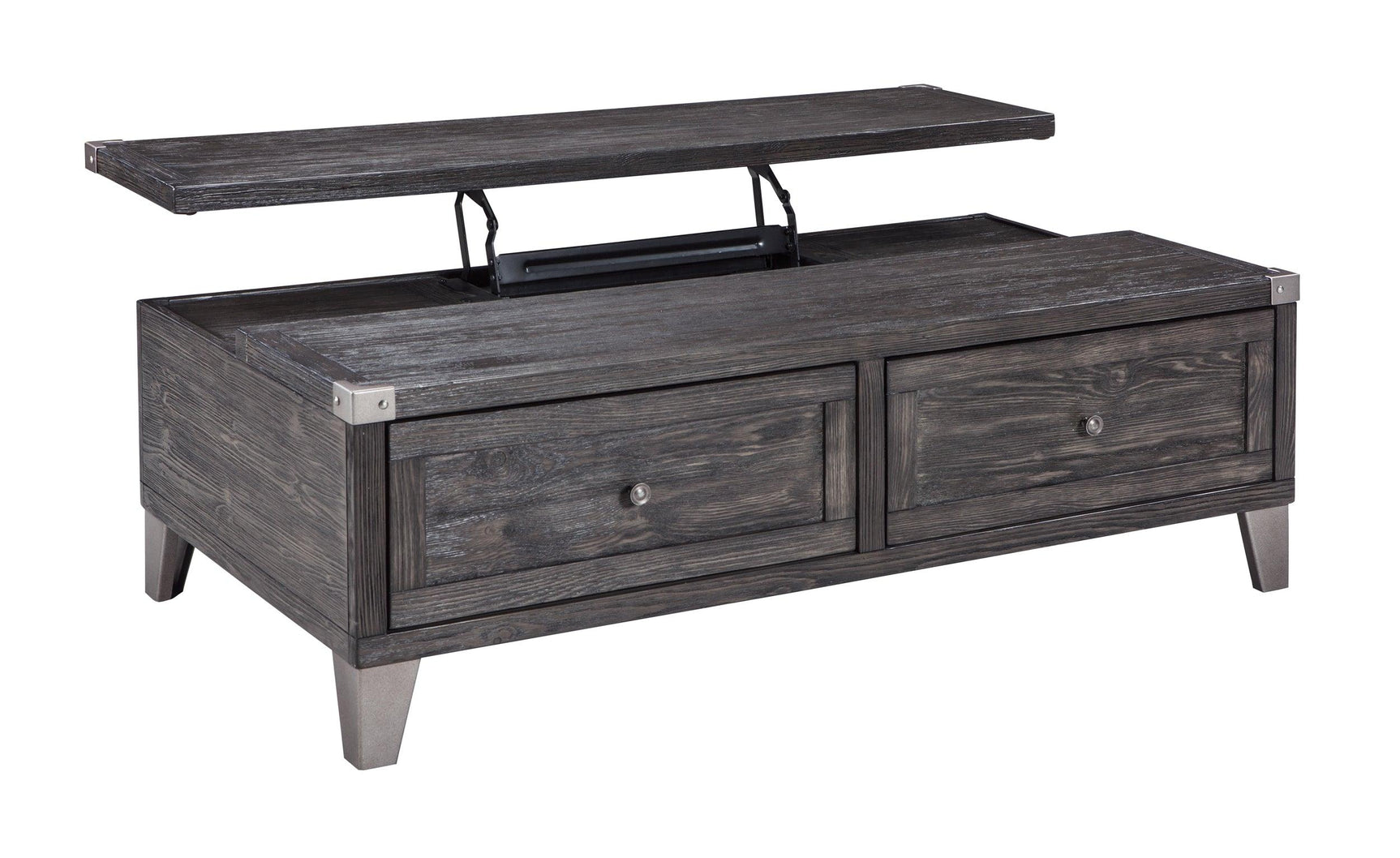 Open lift top with drawers extended