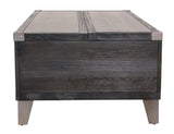 Todoe Coffee Table side view with lift top partially open