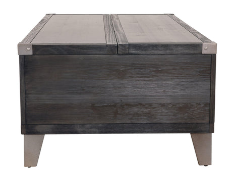 Todoe Coffee Table side view with lift top partially open