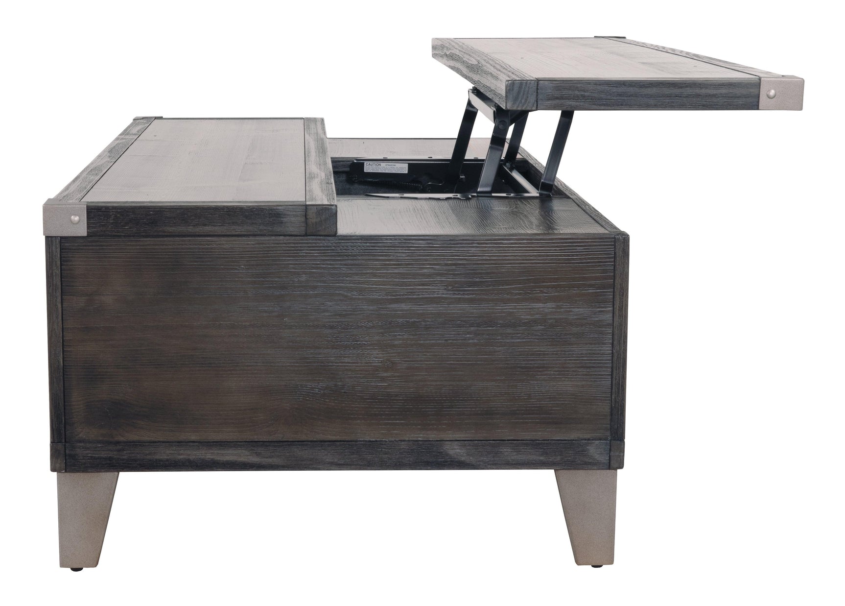 Todoe Coffee Table side view with lift top fully open