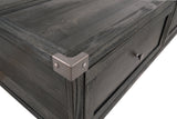 Top view showing weathered pine and veneer finish on Todoe Coffee Table