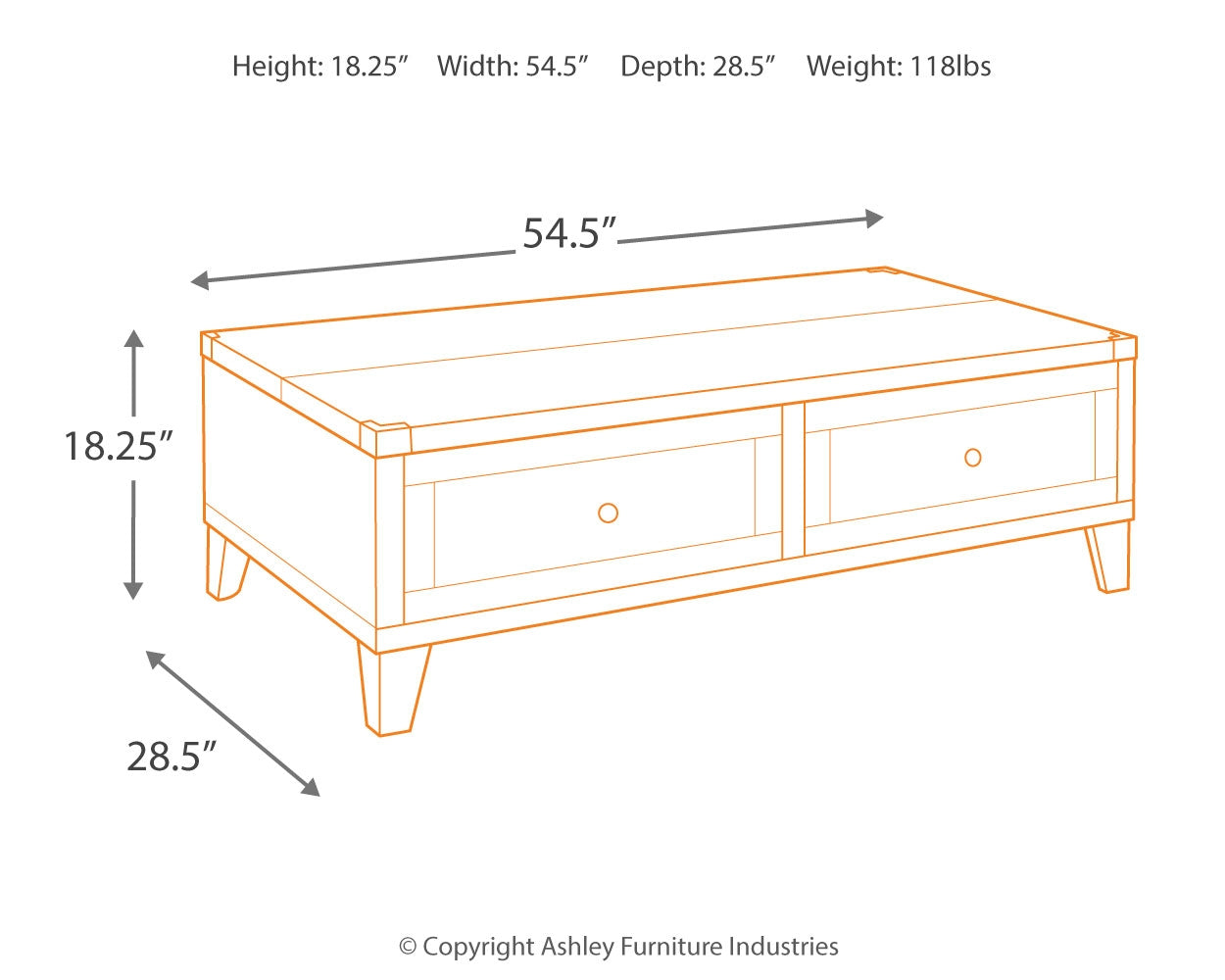 Todoe Dark Gray Coffee Table with 1 End Table